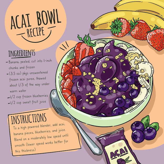 Gratis vector acai bowl recept