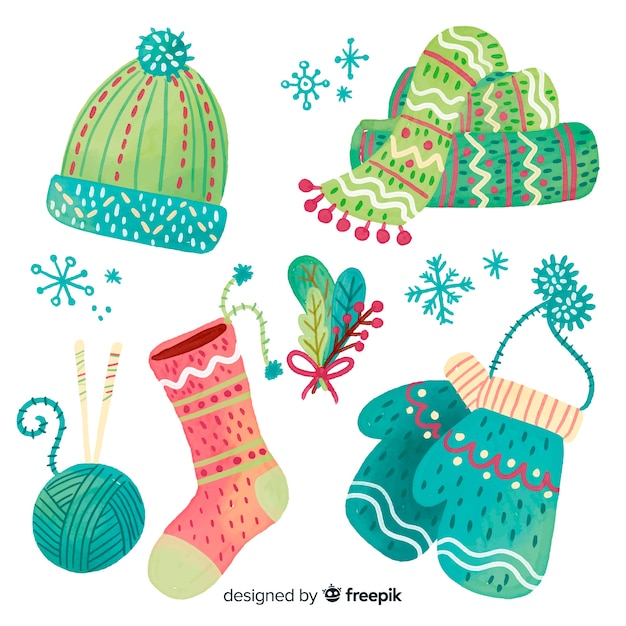 Gratis vector accessoires voor kerstwol