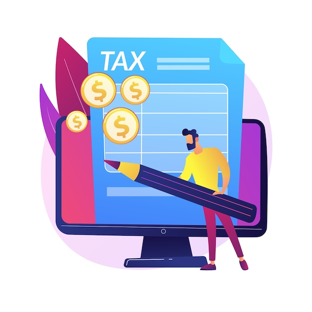 Accountant expertise. Nieuwsbrief, kennisgeving voor brieven. Boekhouder berekening, boeker met correspondentie, document indienen. Bekijk checklist online. geïsoleerde concept metafoor illustratie.