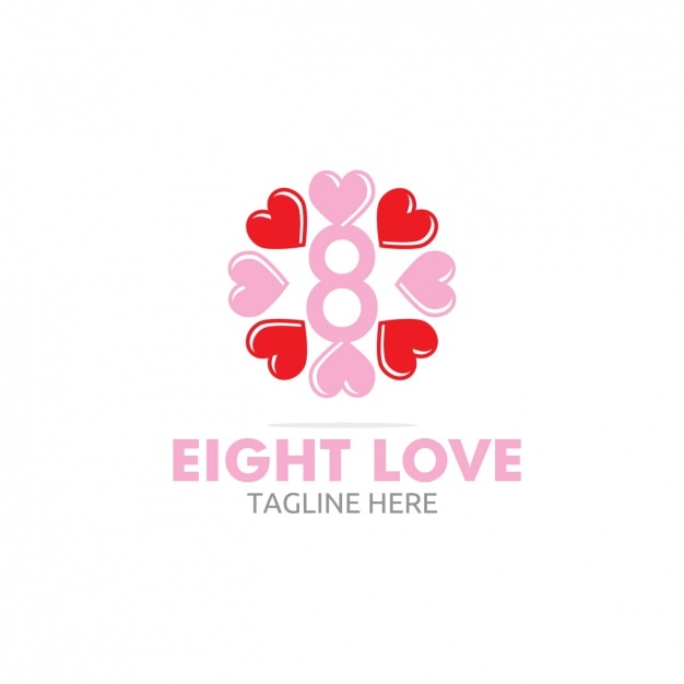 Gratis vector acht liefde logo met hartjes
