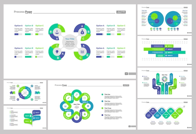 Gratis vector acht logistics slide templates set