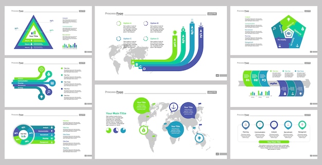 Gratis vector acht logistics slide templates set