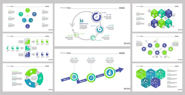 Gratis vector acht teamwork slide templates set