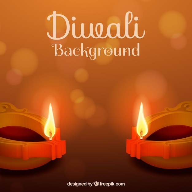 Achtergrond bokeh van diwali met kaarsen