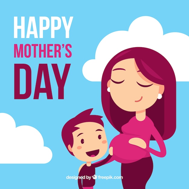 Gratis vector achtergrond gelukkige moederdag in platte ontwerp