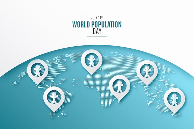 Gratis vector achtergrond in papierstijl voor de dag van de wereldbevolking
