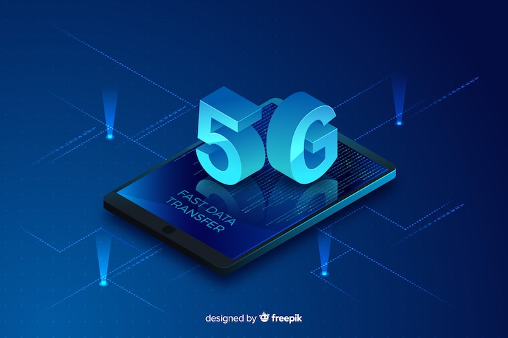 Gratis Vector achtergrond met 5g conceptstijl