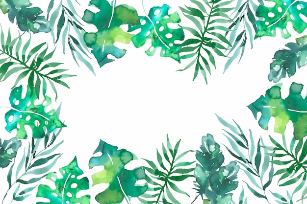 Gratis vector achtergrond met aquarel tropische bladeren
