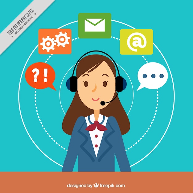 Gratis vector achtergrond met callcenter meisje