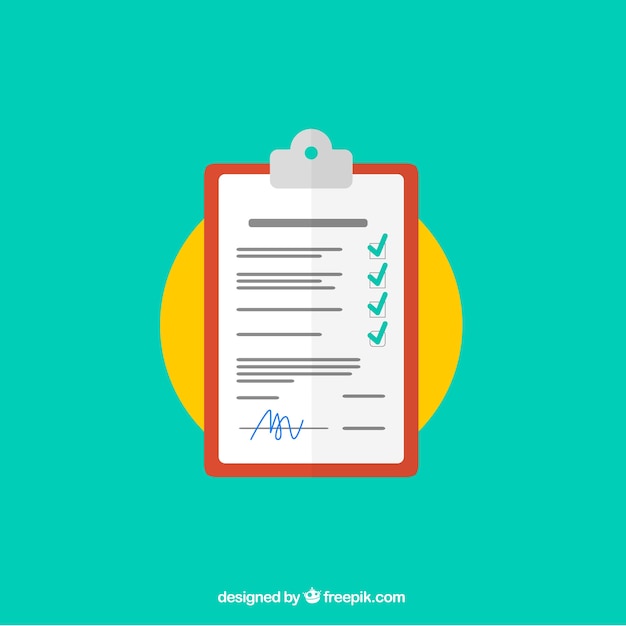 Gratis vector achtergrond met checklist in klembord