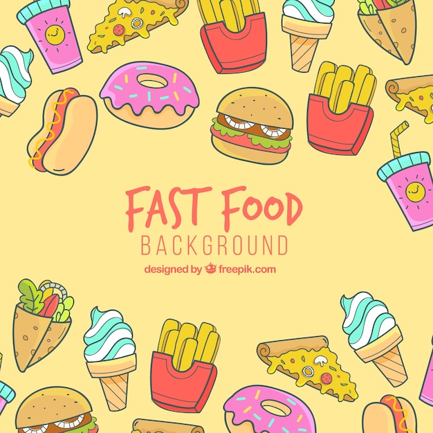 Gratis vector achtergrond met fast food