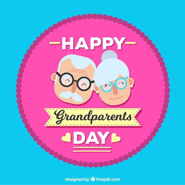 Achtergrond met gelukkige grootouders dag badge