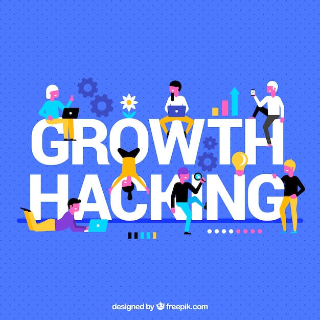 Gratis vector achtergrond met groei hacking woord