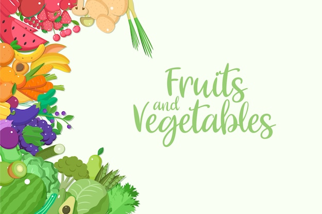 Achtergrond met groenten en fruit