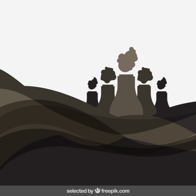 Gratis vector achtergrond met het silhouet van de fabriek