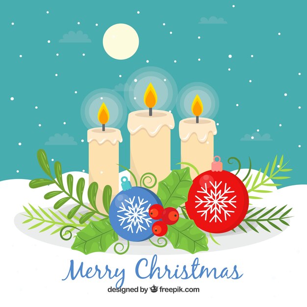 Achtergrond met kerstversiering en kaarsen