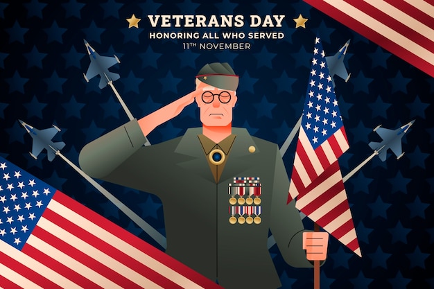 Gratis vector achtergrond met kleurovergang voor de vakantie van de amerikaanse veteranendag