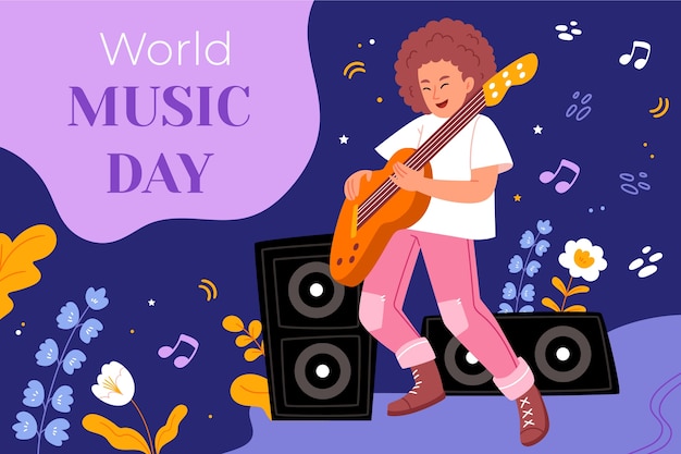 Gratis vector achtergrond met kleurovergang voor de viering van de dag van de wereldmuziek