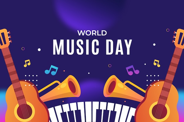 Gratis vector achtergrond met kleurovergang voor de viering van de dag van de wereldmuziek