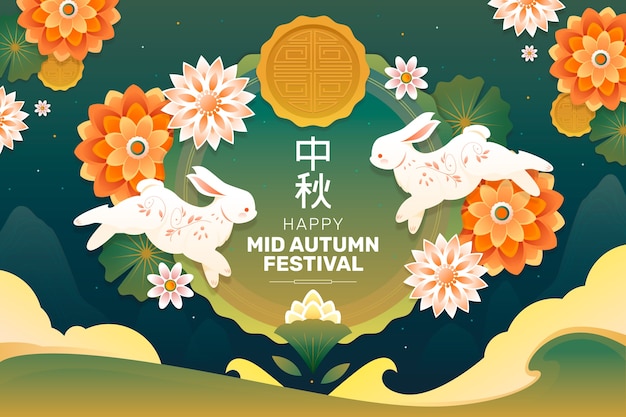 Achtergrond met kleurovergang voor de viering van het chinese middenherfstfestival