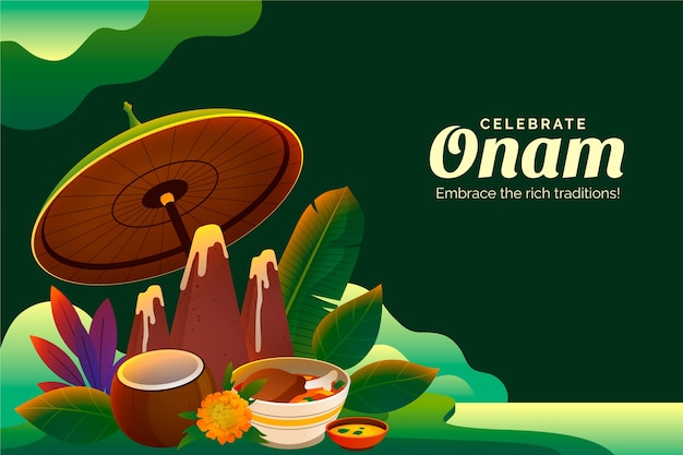 Gratis vector achtergrond met kleurovergang voor de viering van het onam-festival