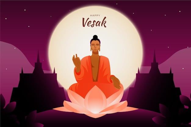 Gratis vector achtergrond met kleurovergang voor de viering van het vesak-dagfestival