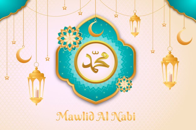 Gratis vector achtergrond met kleurovergang voor de viering van mawlid al-nabi