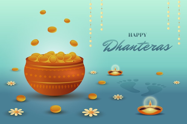 Gratis vector achtergrond met kleurovergang voor dhanteras festivalviering