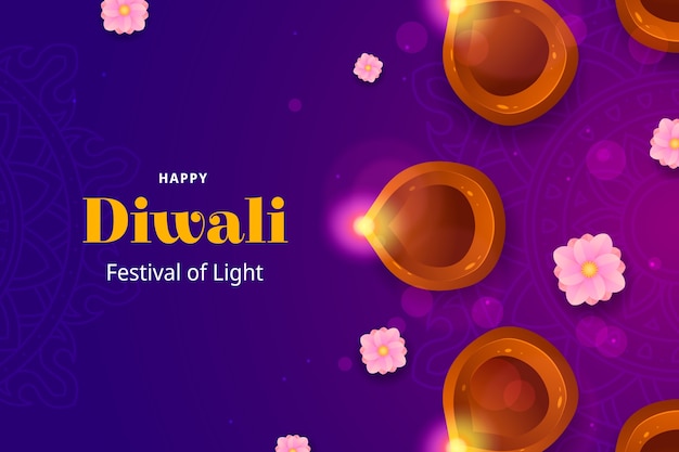 Gratis vector achtergrond met kleurovergang voor diwali hindoe festivalviering