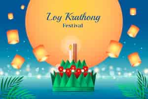 Gratis vector achtergrond met kleurovergang voor loy krathong thai festivalviering
