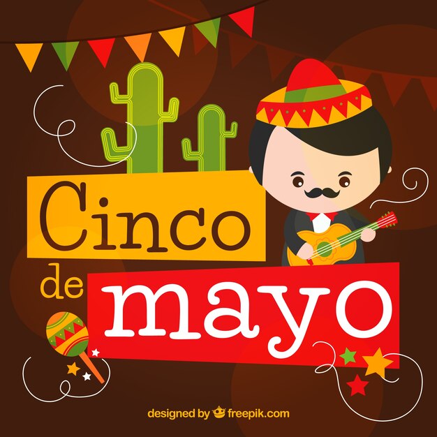 Achtergrond met muzikant voor cinco de mayo