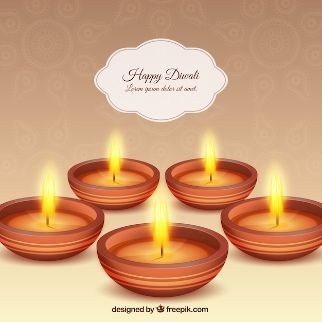 Gratis vector achtergrond met vele vlammen van diwali