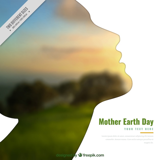 Gratis vector achtergrond met vrouwelijk silhouet voor moeder aarde dag