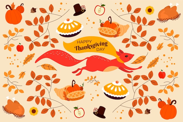 Gratis vector achtergrond plat ontwerp thanksgiving