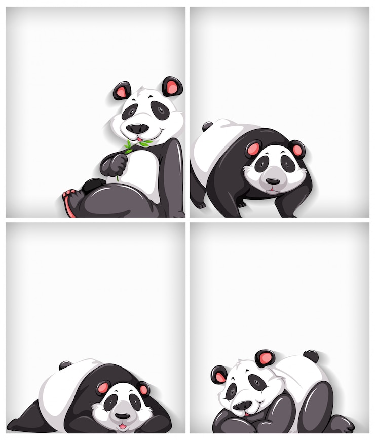 Gratis Vector achtergrond sjabloonontwerp met effen kleur en schattige panda