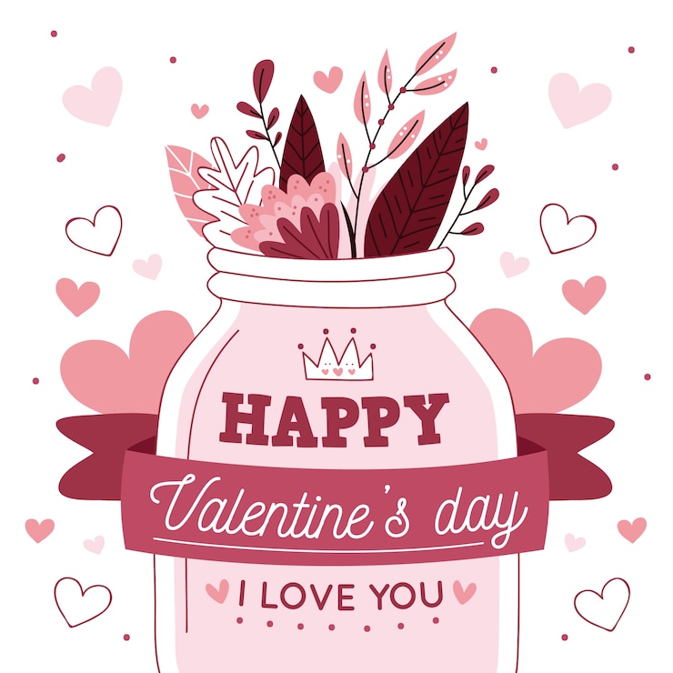 Gratis Vector achtergrond valentijnsdag handgetekende