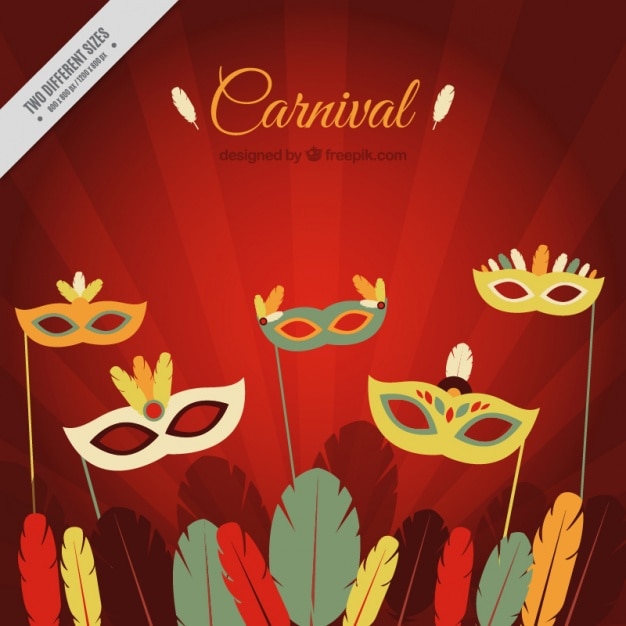 Achtergrond van carnaval maskers met veren