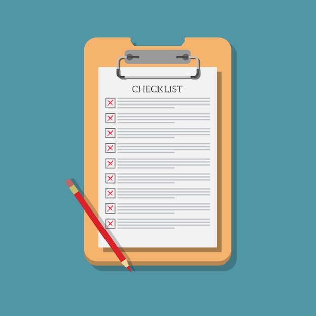 Gratis vector achtergrond van checklist met rood potlood