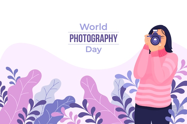 Achtergrond van de dag van de platte wereldfotografie