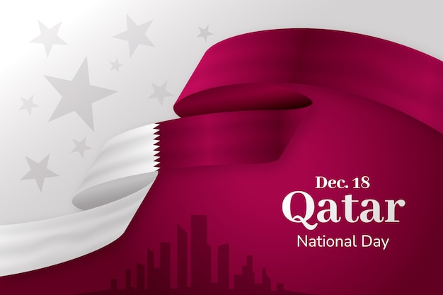 Gratis vector achtergrond van de qatar-nationale dag met kleurovergang