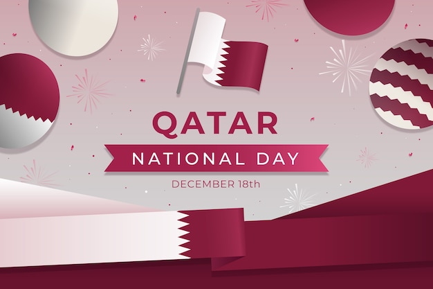 Gratis vector achtergrond van de qatar-nationale dag met kleurovergang