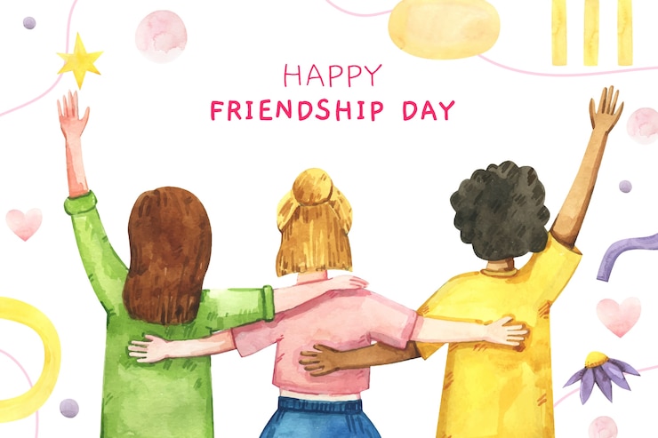 Gratis Vector achtergrond van de vriendschapsdag met waterverf