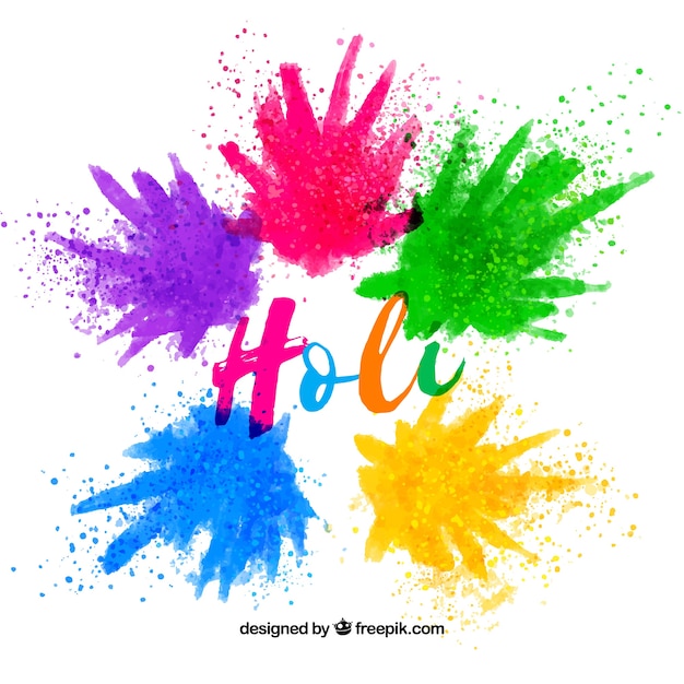 Gratis vector achtergrond van de waterverf de gelukkige holi