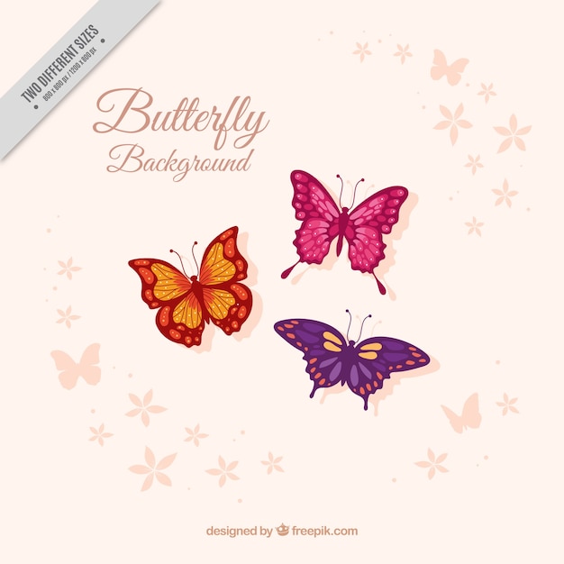 Achtergrond van drie mooie vlinders