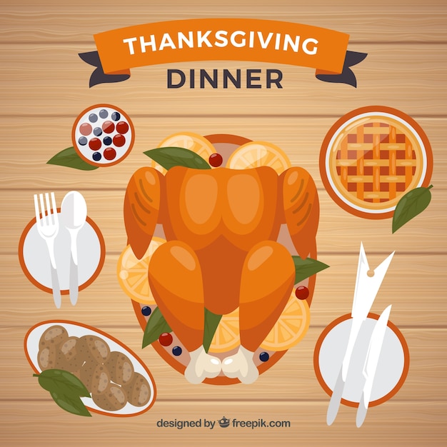 Gratis vector achtergrond van heerlijke thanksgiving gerechten