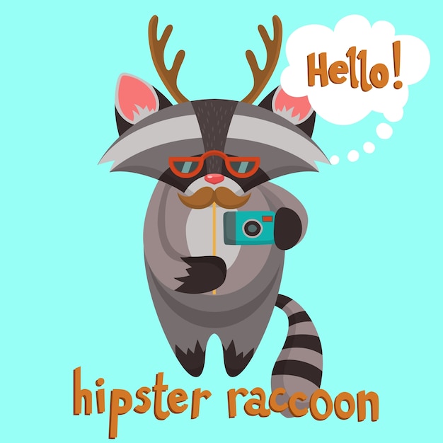 Gratis vector achtergrond van hipster wasbeer