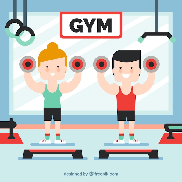 Gratis vector achtergrond van mensen die trainen om gezond te worden