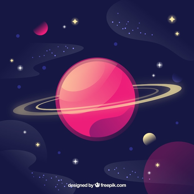 Gratis vector achtergrond van mooie planeet en sterren