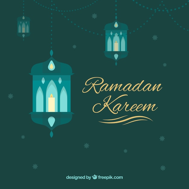 Achtergrond van ramadán met groene lampen