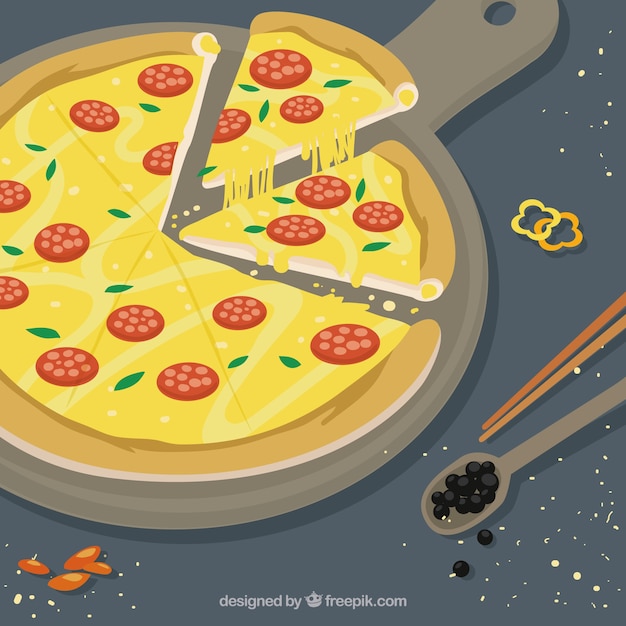 Gratis vector achtergrond van smakelijke pizza met kaas